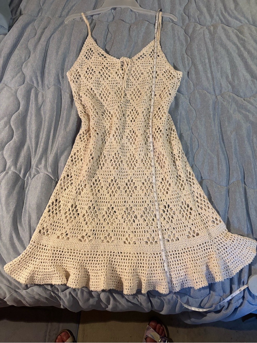 aerie Open-Knit White Tank with Crochet Detail